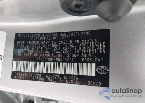 2022 Toyota Camry Se Nightshade Special Awd from USA, damaged, VIN 4T1G11BK7NU055797